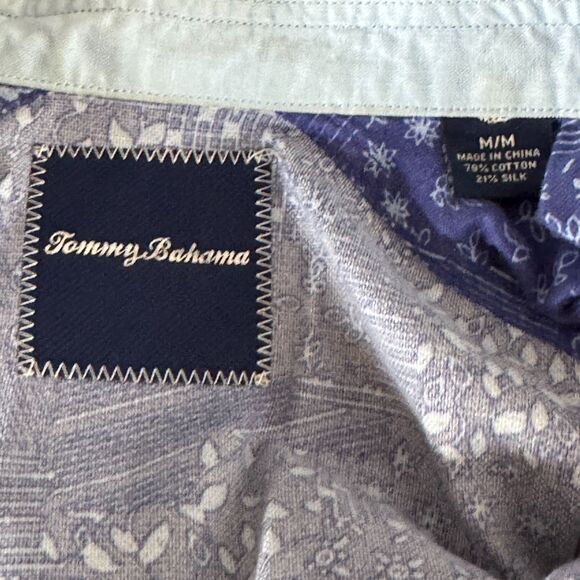 Tommy Bahama Silk Cotton Patchwork Button Down Shirt Men's Size Medium - Picture 5 of 8